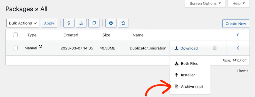 Hướng Dẫn Sao Lưu và Di Chuyển Website Dễ Dàng với Plugin Duplicator 6 Download Archive Package