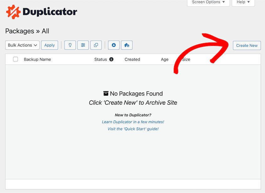 Hướng Dẫn Sao Lưu và Di Chuyển Website Dễ Dàng với Plugin Duplicator 3 Duplicator Create New Backup