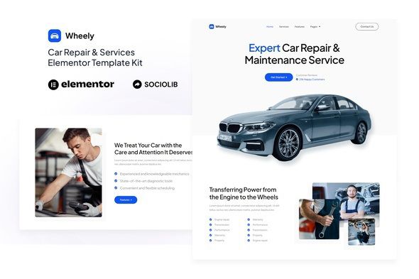 Wheely Car Repair & Auto Services Elementor Template Kit