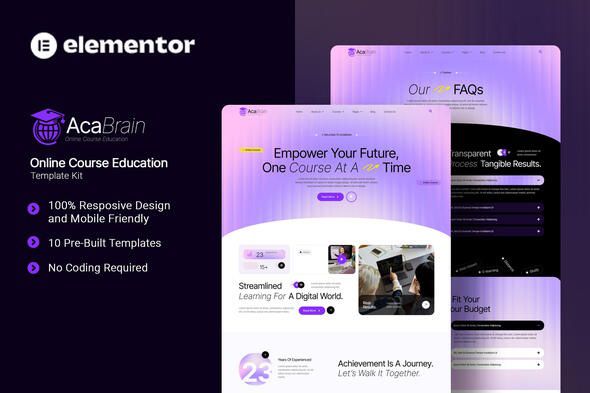 Acabrain Online Course Education Elementor Template Kit