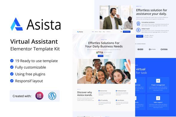 Asista Virtual Assistant Elementor Template Kit