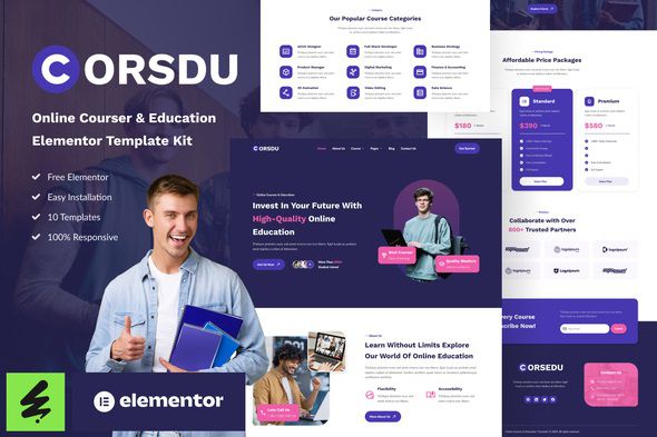 Corsdu Online Courses & Education Elementor Template Kit