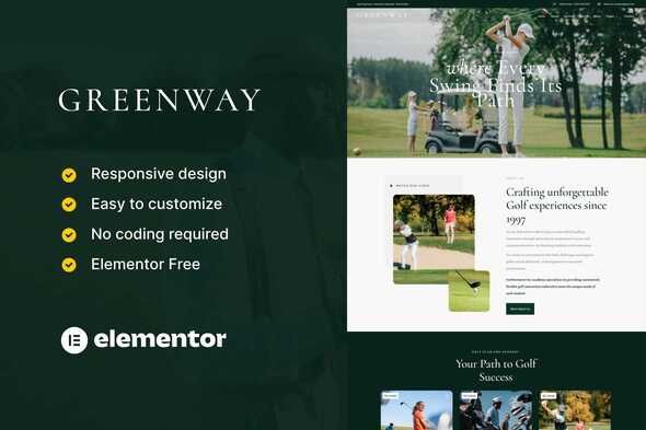 GreenWay Golf Club & Course Elementor Template Kit