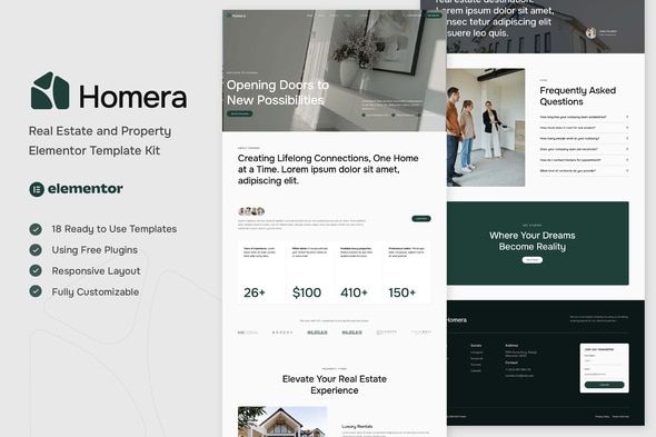 Homera Real Estate & Property Elementor Template Kit