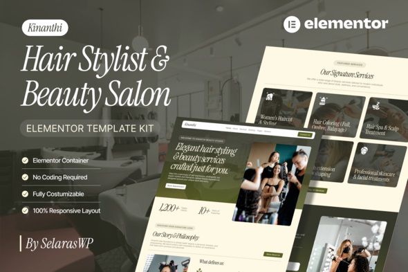 Kinanthi Hair Stylist & Beauty Salon Elementor Template Kit