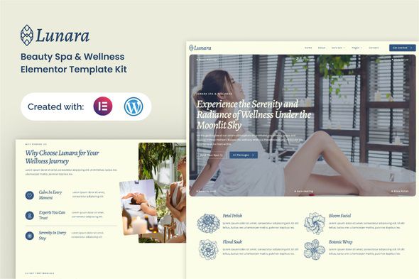 Lunara – Beauty Spa Wellnes Elementor Template Kit 1 Lunara Beauty Spa Wellnes Elementor Template Kit