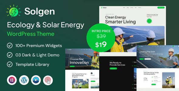 Solgen Ecology & Solar Energy WordPress Theme