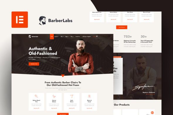 BarberLabs – Barber Shop Elementor Pro Template Kit