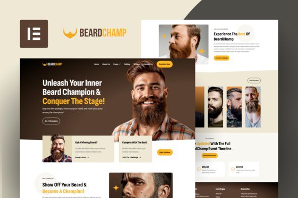 BeardChamp – Beard & Mustache Competition Elementor Template Kit