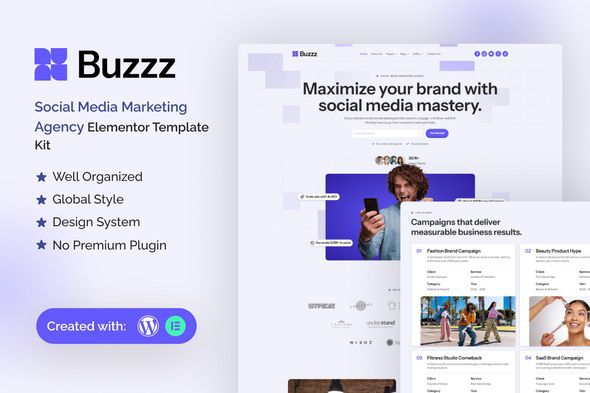 Buzzz – Social Media Marketing Elementor Template Kit