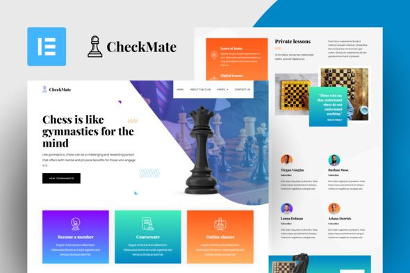 CheckMate – Chess Club Elementor Pro Template Kit