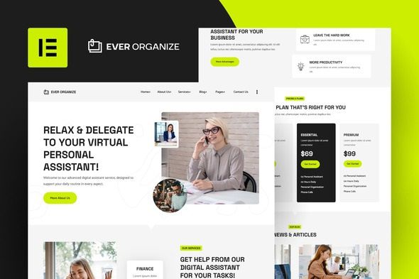 Ever Organize – Personal Assistant Elementor Pro Template Kit