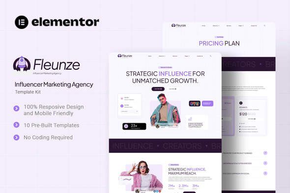 Fleunze – Influencer Marketing Agency Elementor Template Kit