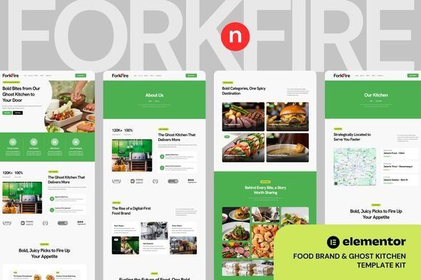 ForknFire – Food Brand & Ghost Kitchen Elementor Template Kit