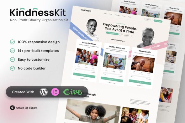 KindnessKit – Non-Profit and Charity Elementor Template Kit