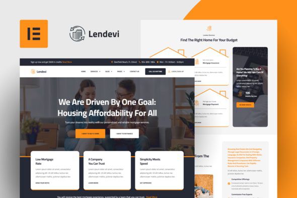 Lendevi – Mortgage Elementor Pro Template Kit