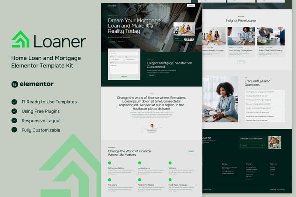 Loaner – Home Loan and Mortgage Elementor Template Kit