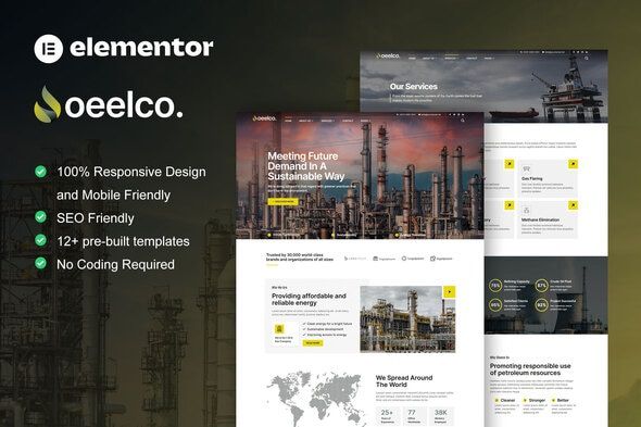 Oeelco – Oil Company & Industrial Elementor Pro Template Kit