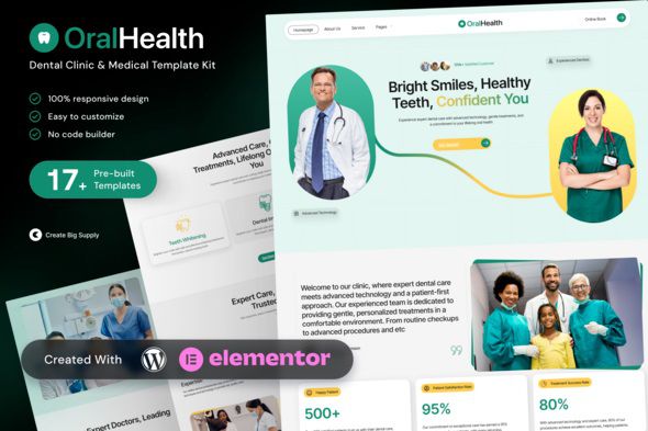 OralHealth – Dental Clinic and Medical Elementor Template Kit