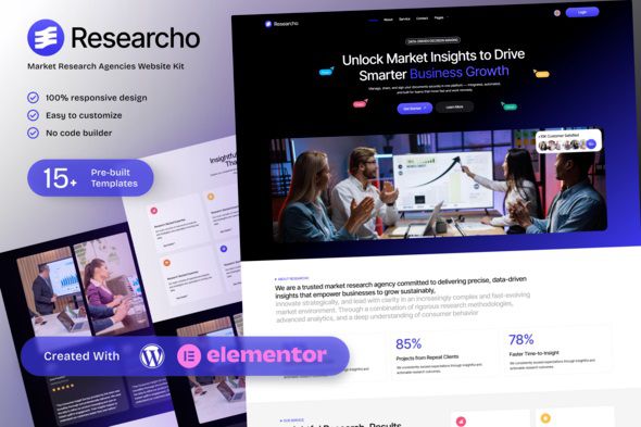 Researcho – Market Research Agencies Elementor Template Kit