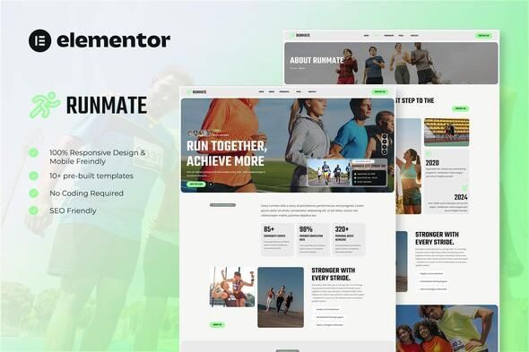 Runmate – Marathon Running Club & Sport Elementor Template Kit