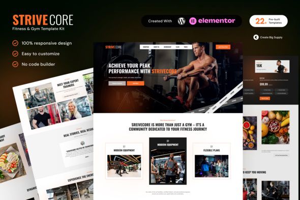 StriveCore – Fitness & Gym Elementor Template Kit
