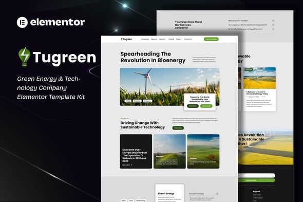 Tugreen – Green Energy & Technology Elementor Template Kit