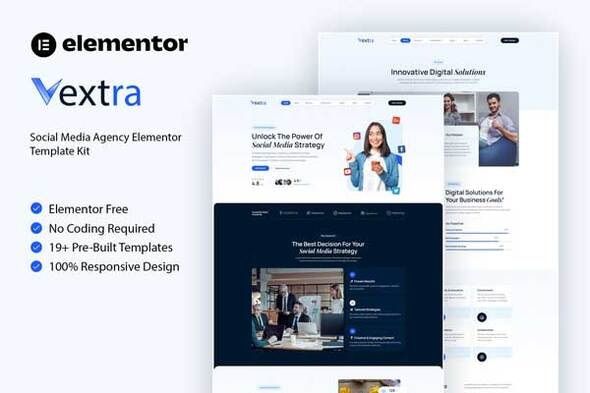 Vextra – Social Media Agency Elementor Template Kit