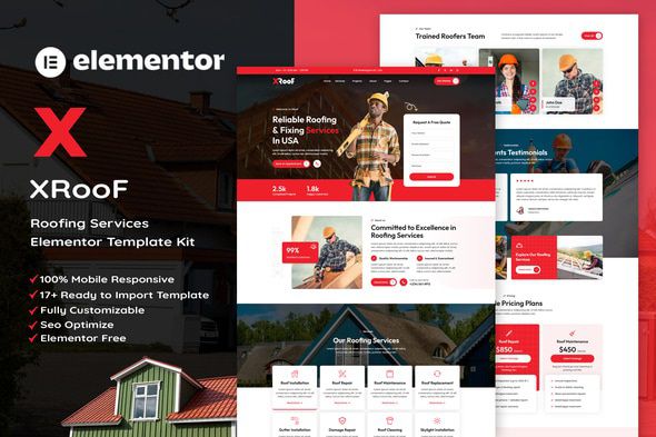XRoof – Roofing Services Elementor Template Kit