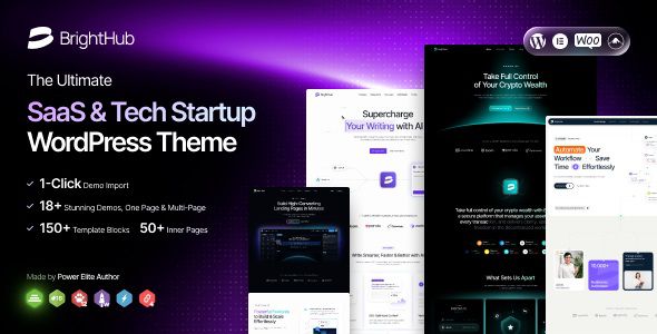 BrightHub - SaaS & Tech Startup WordPress Theme